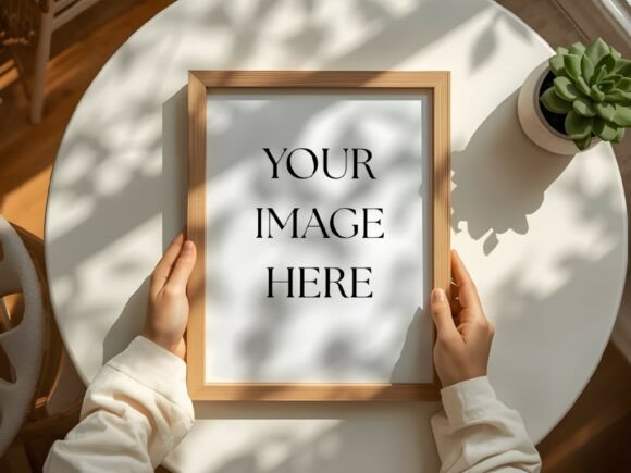 Download Flat Lay Hands Holding Frame Mockup - Flat lay Collection