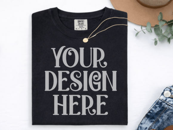 Download Black CC1717 Flat Lay T-shirt Mockup - Flat lay Collection