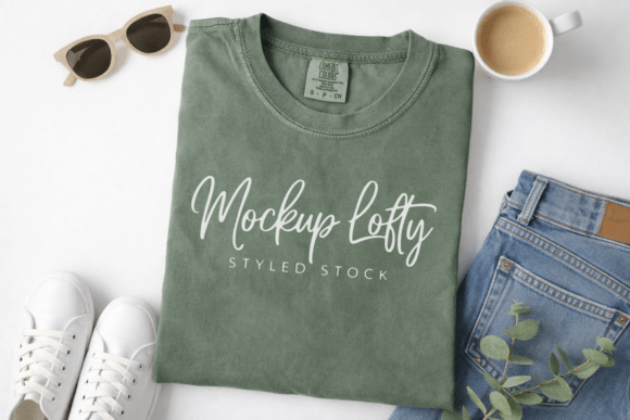 Download C1717 Moss Flat Lay T-shirt Mockup - Flat lay Collection