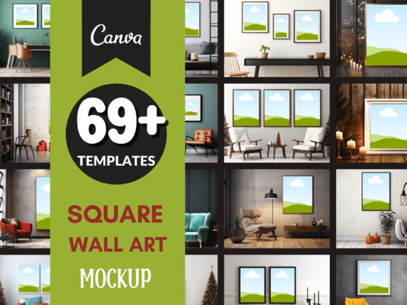 Download 69 Square Wall Art Mockup Graphic Bundle - Wall art mockup Collection