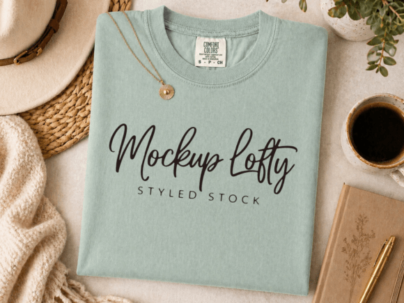 Download C1717 Flat Lay Bay T-shirt Mockup - Flat lay Collection