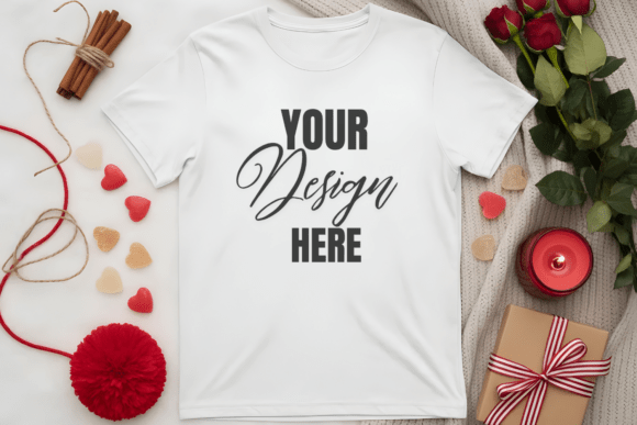 Download Flat Lay Valenitne T-Shirt Mockup - Flat lay Collection